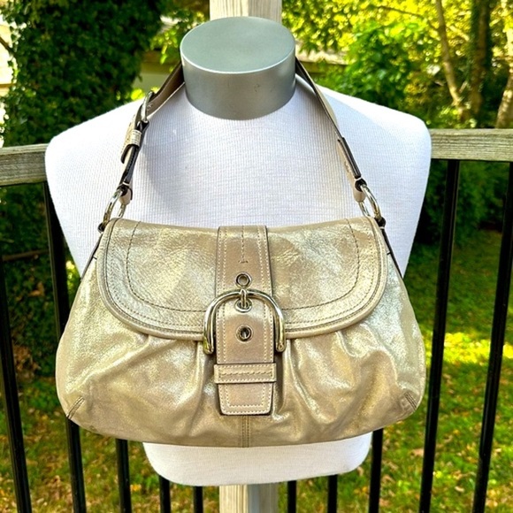 COACH F15204 Champagne Metallic Shimmer Tote Shoulder Bag - Picture 2 of 13